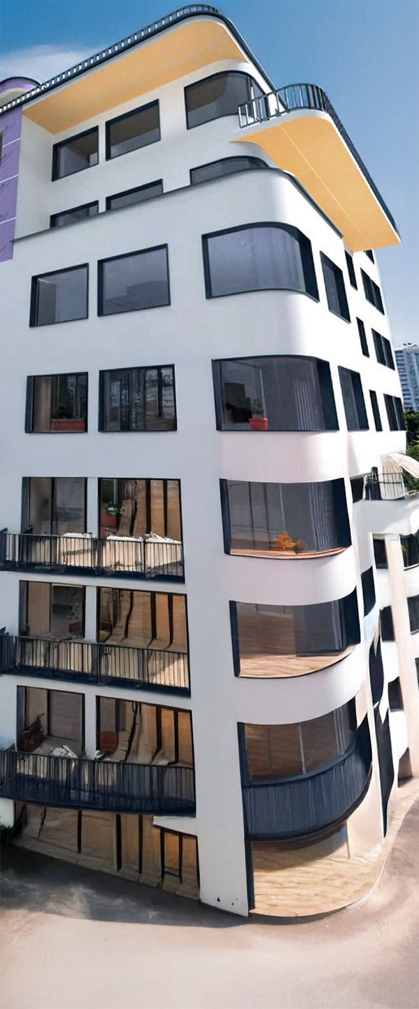 Modell eines Geäudes mit LaHydro Außendecken